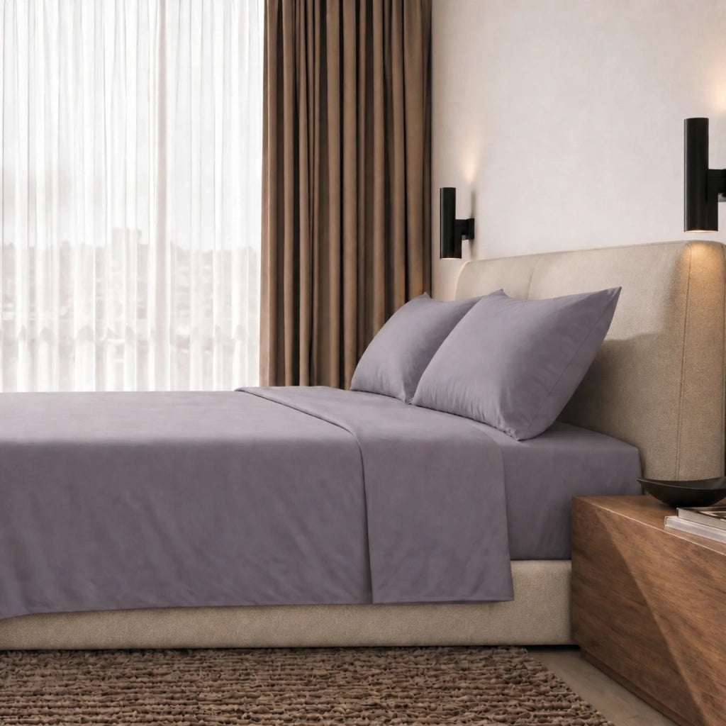 Set Lenzuola Letto Singolo in Cotone Percalle 200 TC Storm | Lenzuolo Piano 160x295 cm, lenzuolo con angoli 90x200 cm e Tasca da 28 cm, 1 Federa | Made in Italy