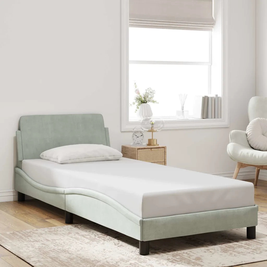 Giroletto-Struttura Letto Dover Grigio Chiaro 90x200 cm Velluto