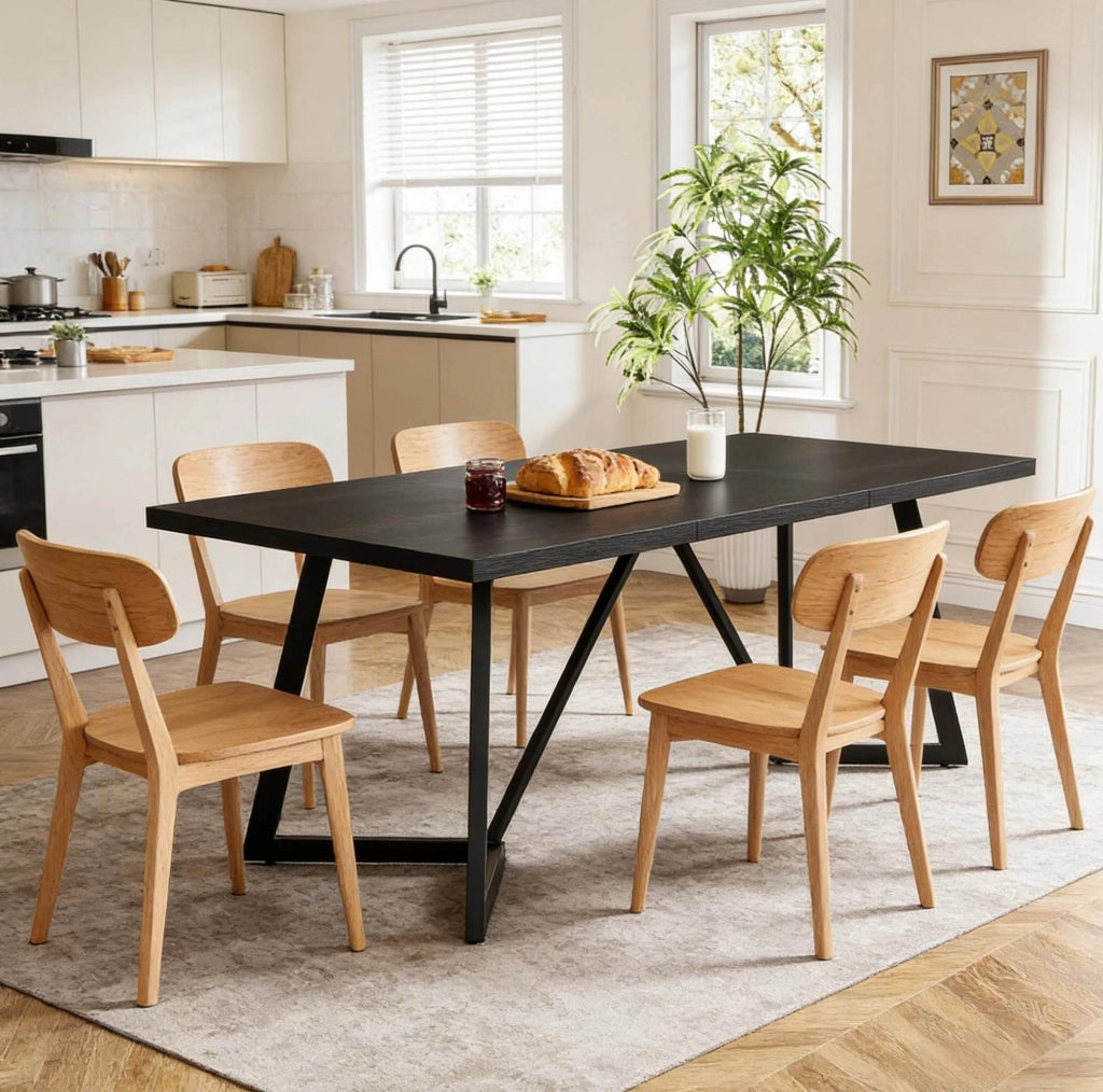 TAVOLO Rettangolare 180x80x75 cm Nero/Marrone MDF