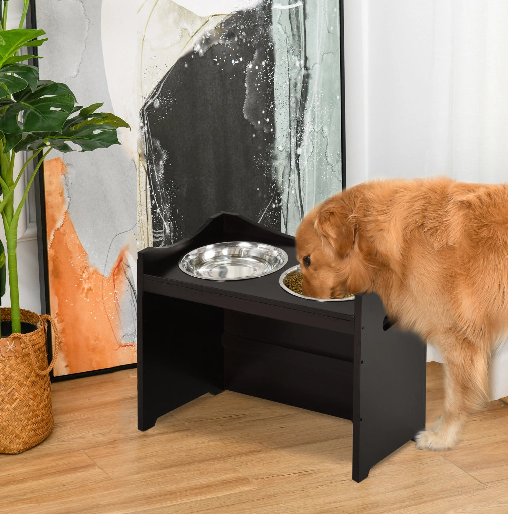 MANGIATOIA regolabile per cani e gatti 54x31,5x47 cm MDF marrone caffè