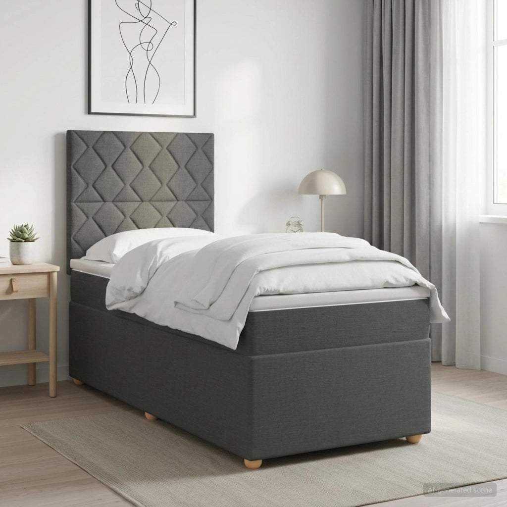 Letto box spring con materasso Grigio Scuro 100 x 200 cm 3453824