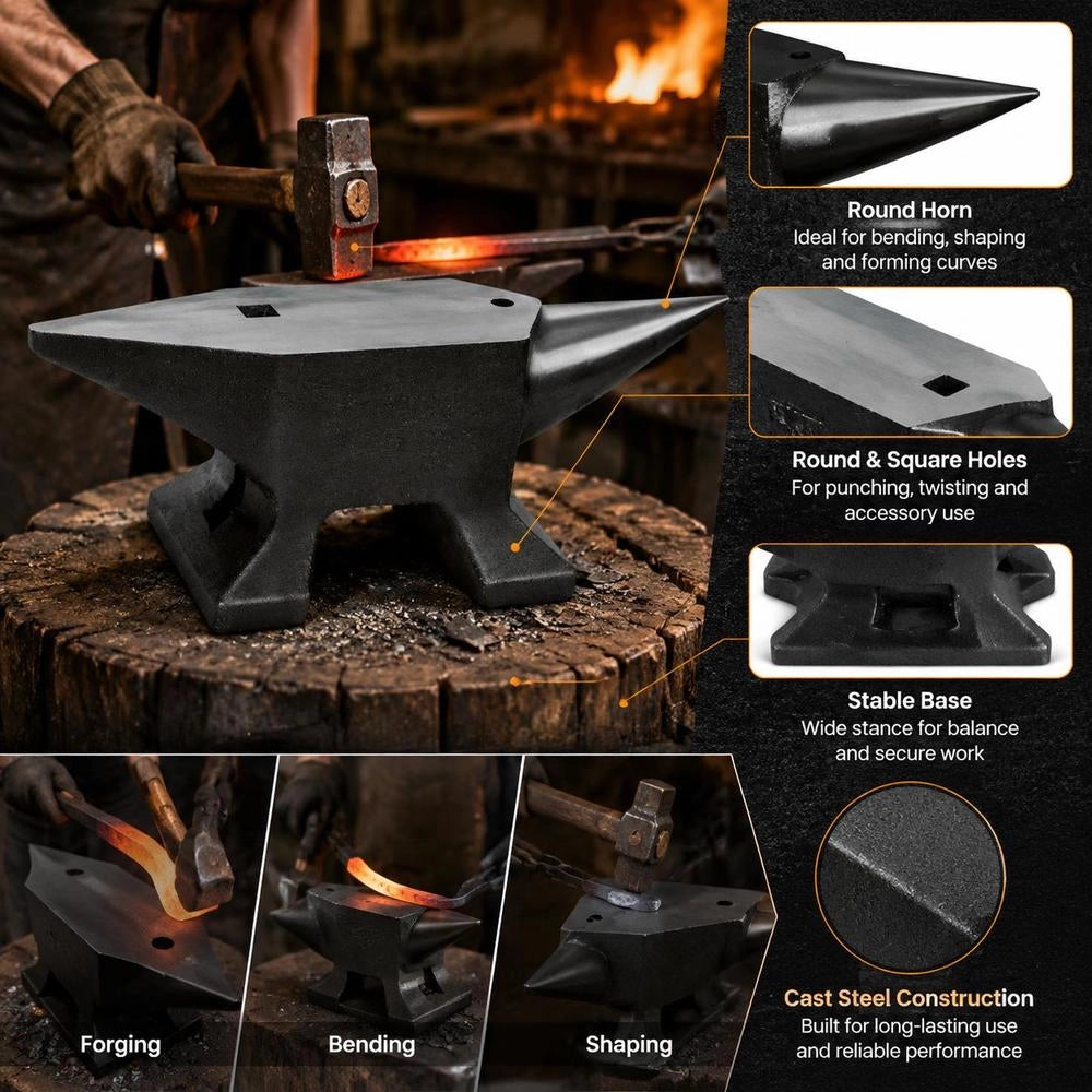 Anvil Single Horned Anvil 10 Kg Steel Anvil Forged Anvil Robust Horned Anvil Blacksmith Jewelers Metalworker Blacksmithing Tool Suitable For Riveting, Flattening, Forging And Shaping