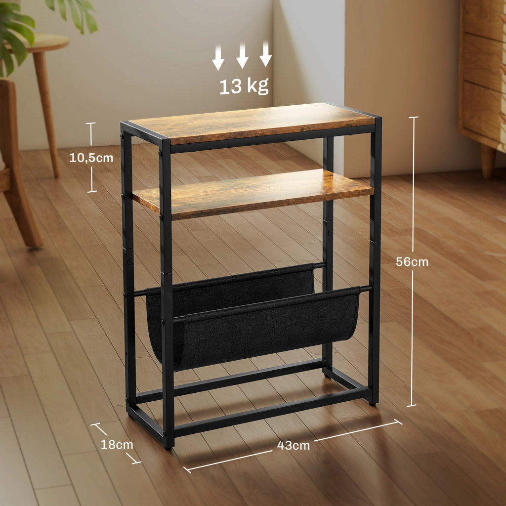 Tavolino da salotto rustico con ripiani a 3 livelli ¨C Minimal ¨C 43x18x56 cm marrone