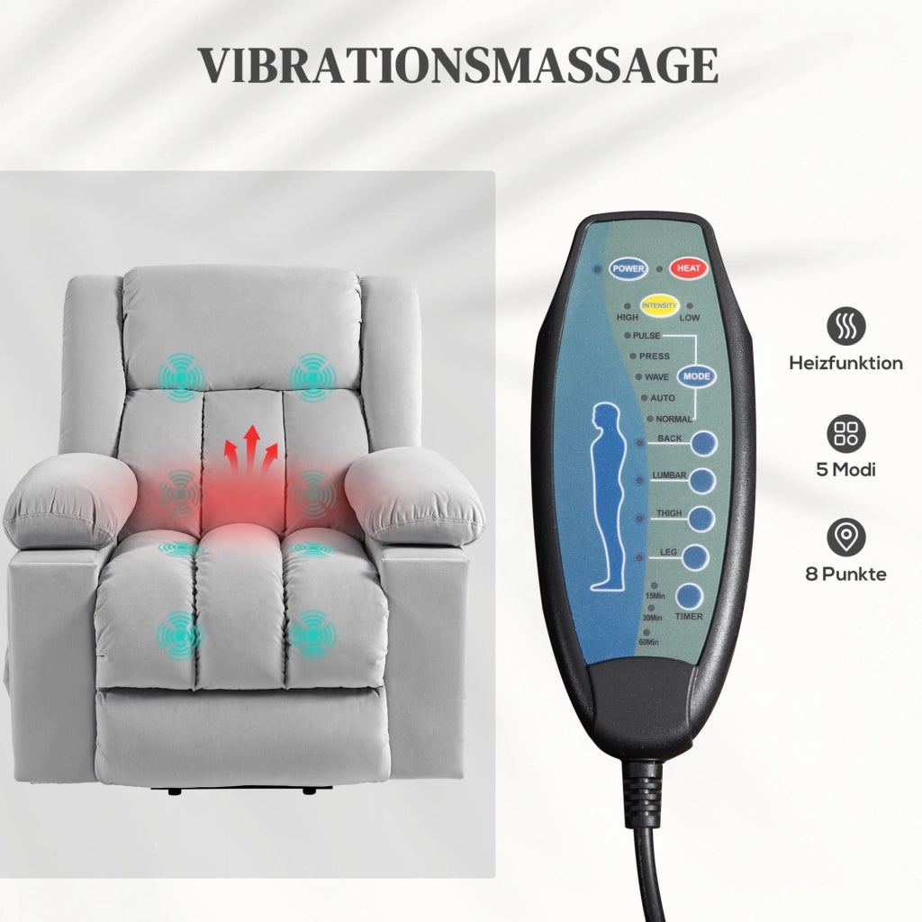 Poltrona relax elettrica con alzapersona, massaggio e calore