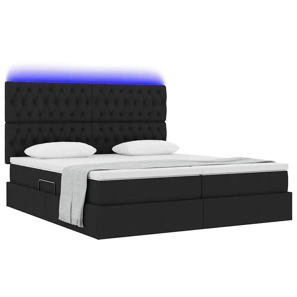 Letto con contenitore LED e materasso Nero 180 x 200 cm Tessuto 3372847