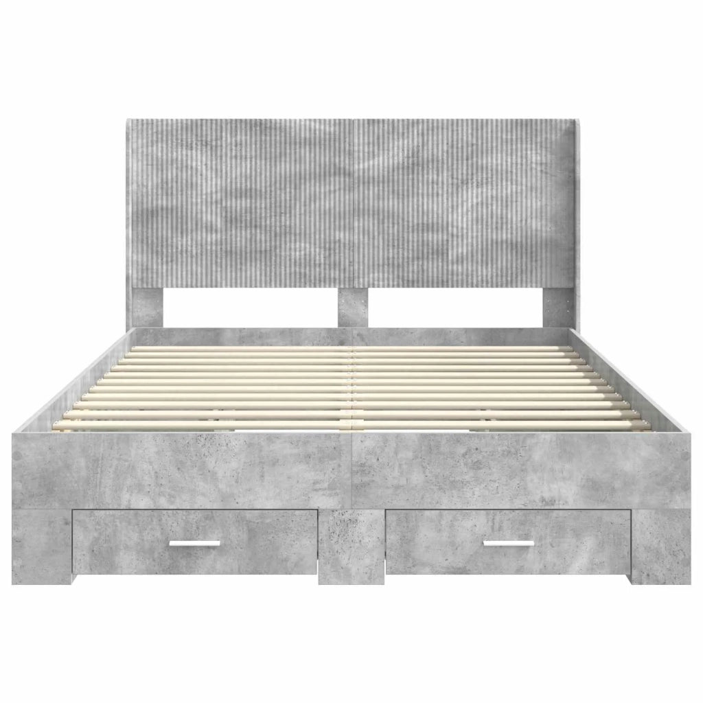 Struttura del letto con stoccaggio e testata Grigio Cemento 3414128
