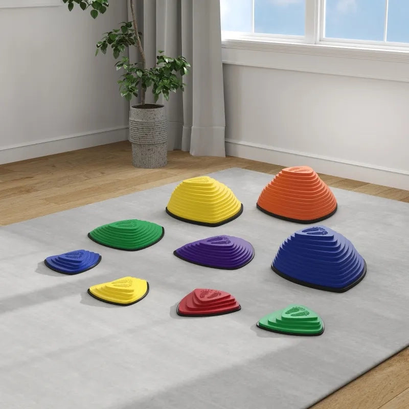 Set 9 gradini antiscivolo, impilabili, per interni ed esterni, multicolore