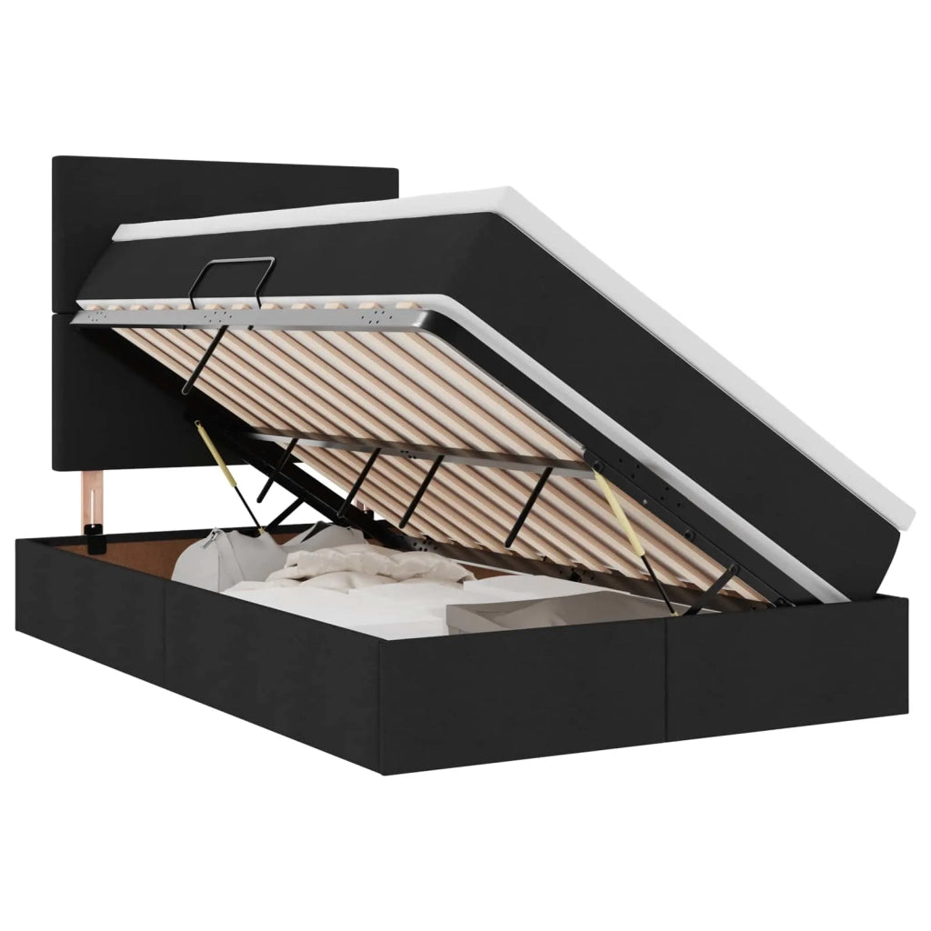 Letto con contenitore e LED Nero 120 x 200 cm Poliestere