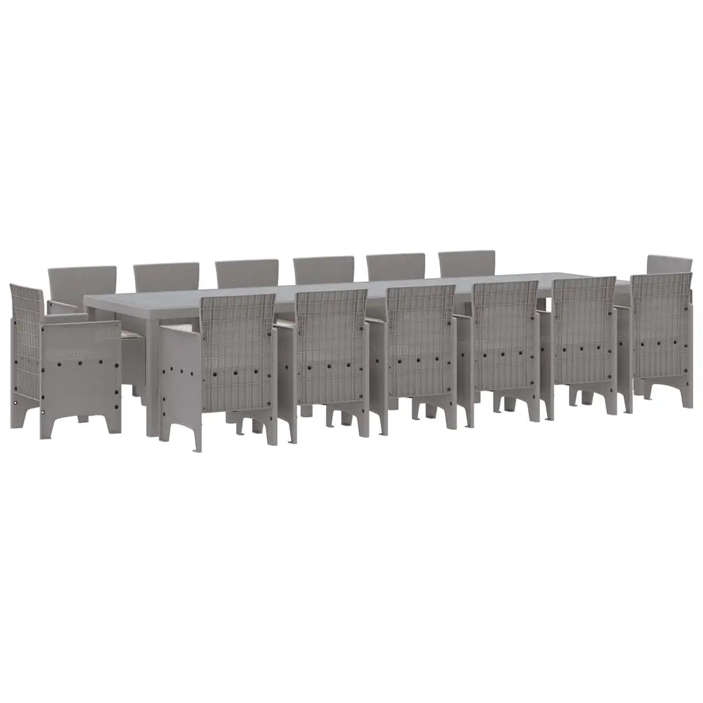 Set da Pranzo per Giardino 15 pcs Grigio chiaro Rattan Polt