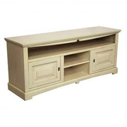 Mobile Porta tv Shabby chic in legno laccato avorio anticato mod goccia ante bugnate e 3 vani a giorno