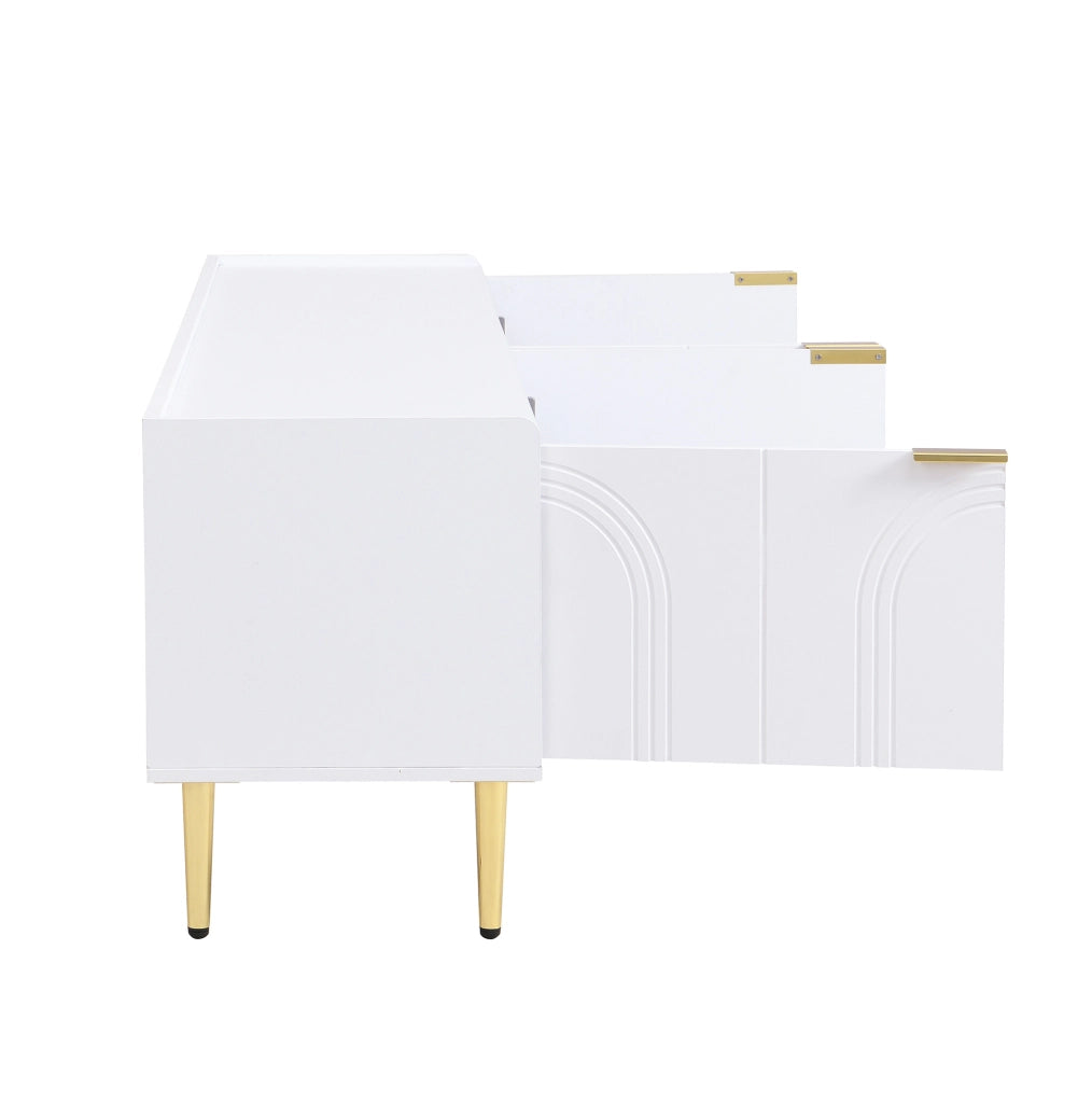 MOBILE TV 170x35x47,5 cm Bianco MDF con dettagli dorati