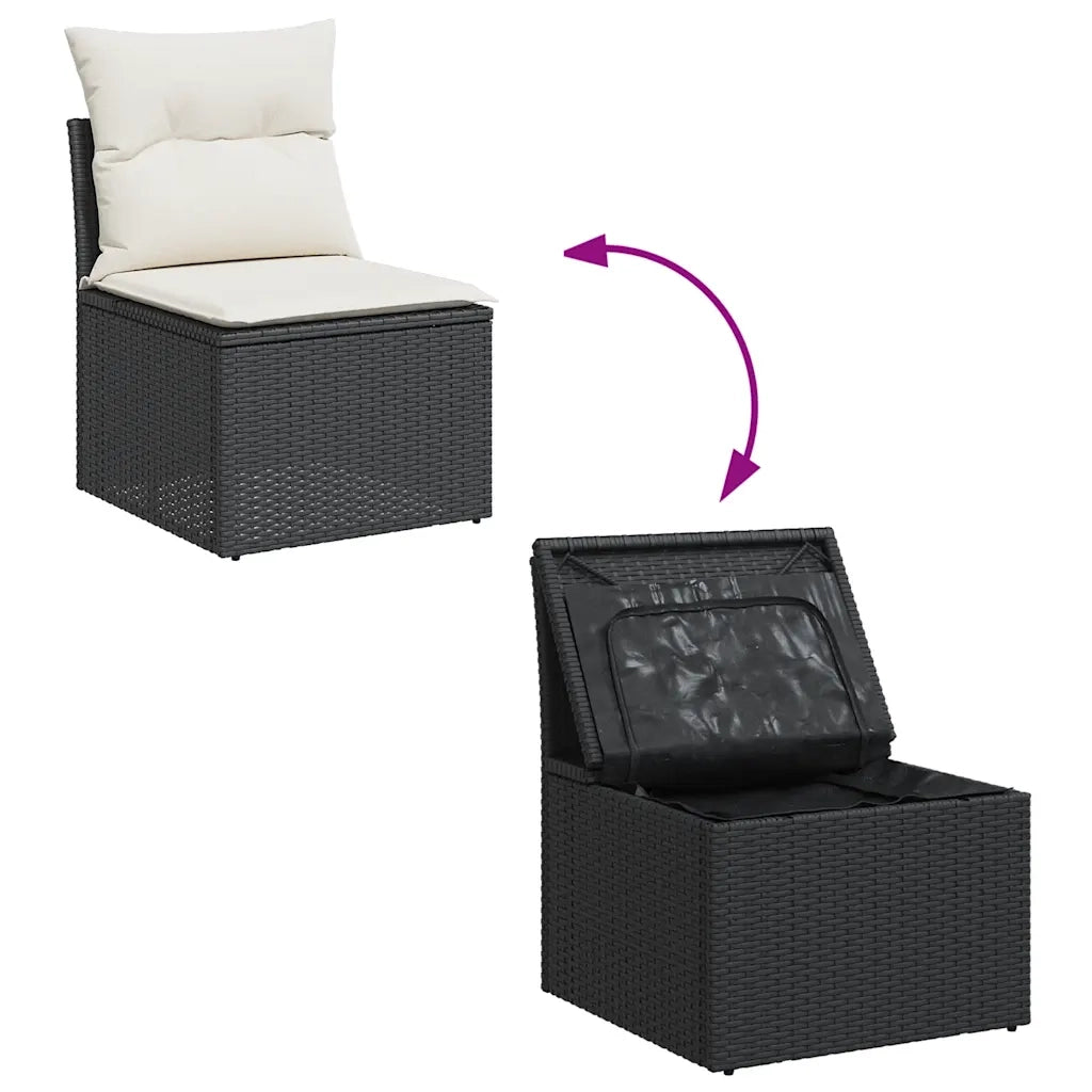 Set Divani da Giardino con Cuscini 8 pz Nero in Polyrattan 3256406