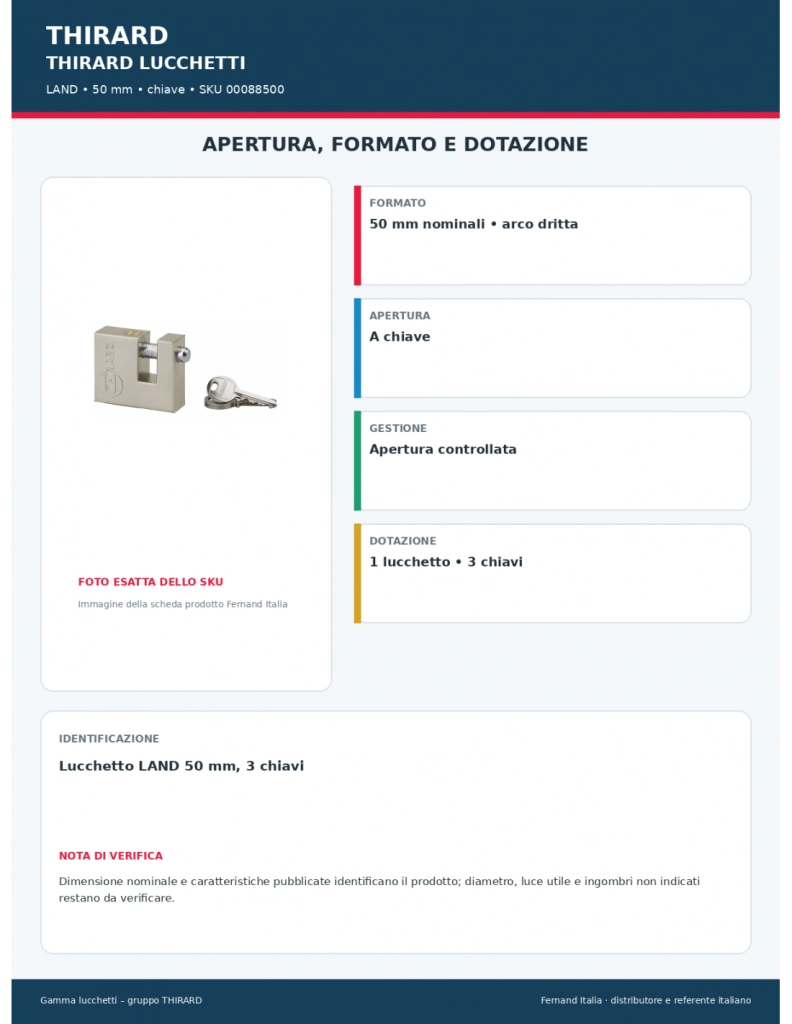 Lucchetto LAND 50 mm, 3 chiavi – THIRARD