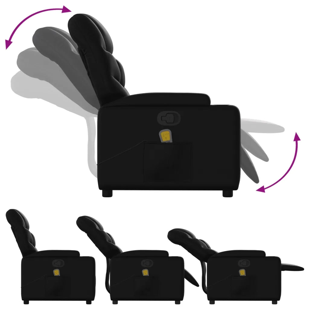 Poltrona | Sedia Relax Alzapersona Reclinabile Massaggio Nero Similpelle