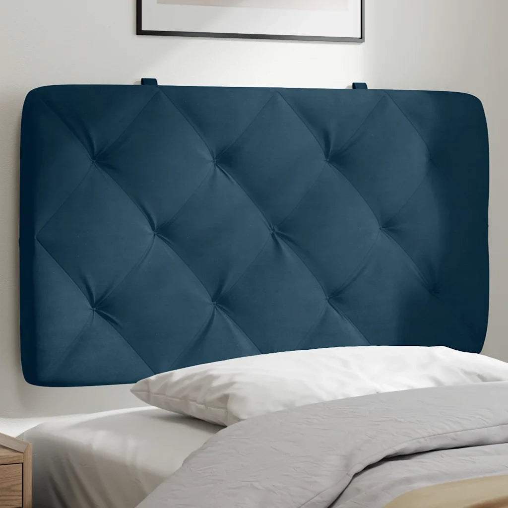 Coussin de tête de lit bleu 90 cm velours