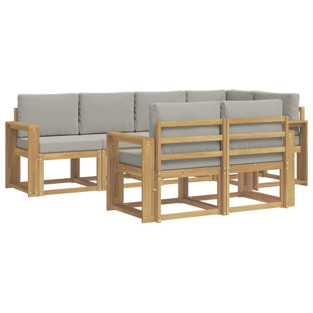 Set di divani da esterno 7 pz Bianco e Grigio Chiaro 3387775