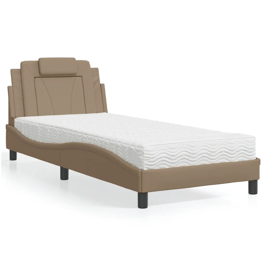 Letto Viana con Materasso Cappuccino 90x200 cm in Similpelle 3208772