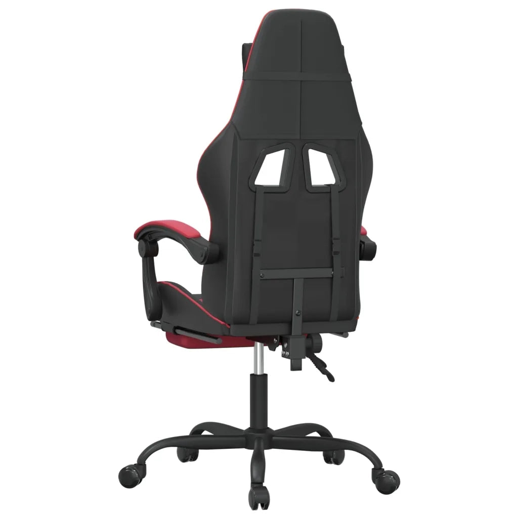 Sedia da Gaming con Poggiapiedi Nero e Rosso Vino in Similpelle 3143861