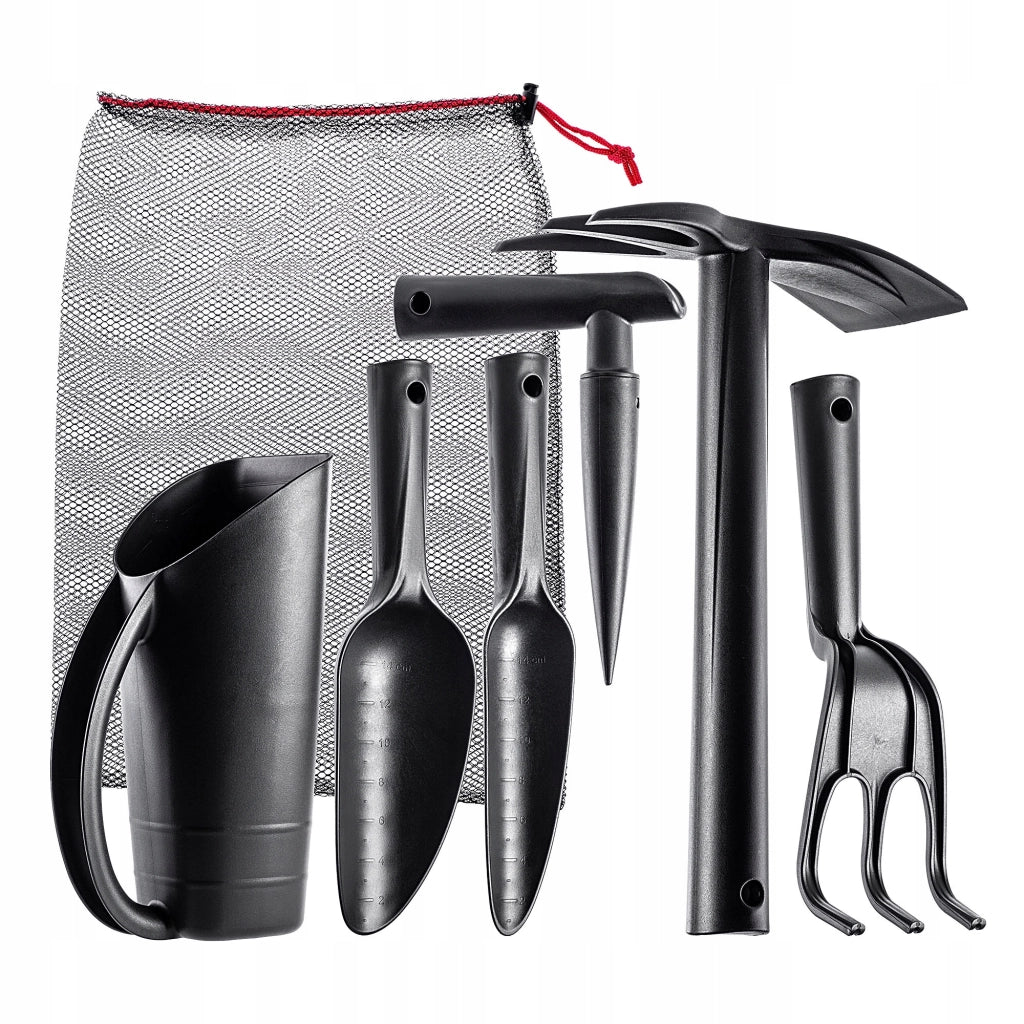 Set di attrezzi da giardino KADAX da 6 pezzi: zappa, raccoglitrice, pala da semina.