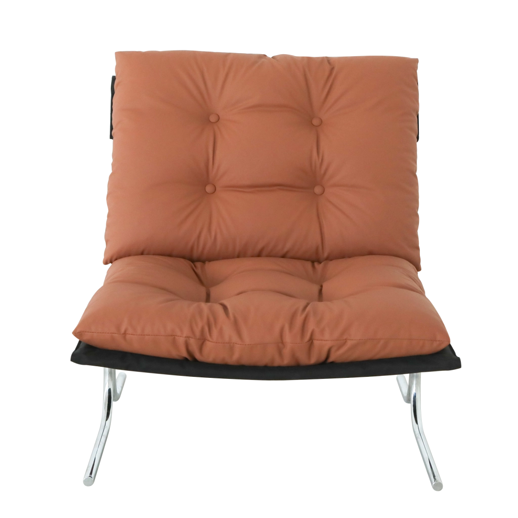 Poltrona lounge con rivestimento sfoderabile; gambe in cromo marrone