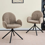 SEDIA Girevole da pranzo Set da 2 pezzi con braccioli Chenille Nero/Taupe