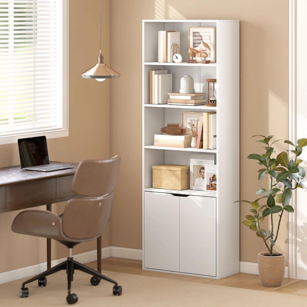 Libreria con ante e scaffali aperti ¨C zephmum ¨C Bianco 59x29x180 cm