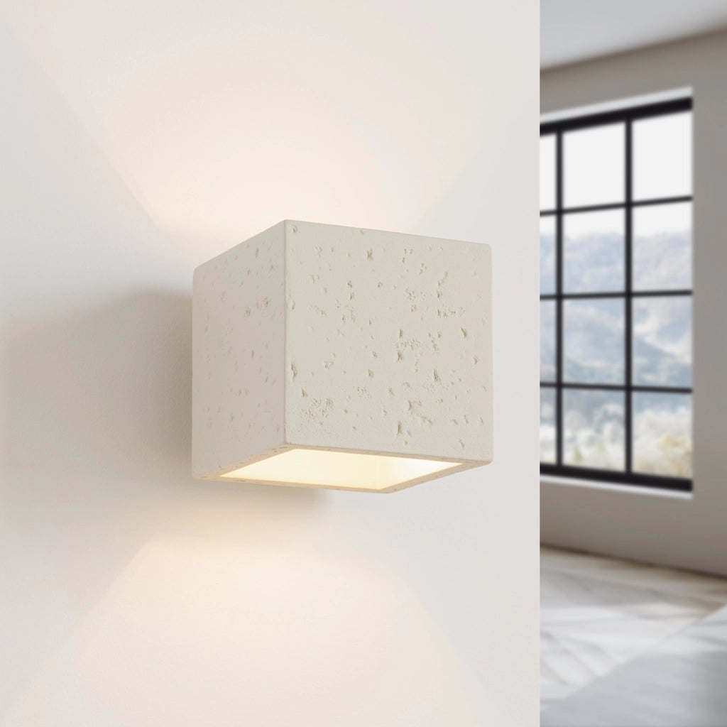 Applique in cemento beige quadrata G9 luce su-giù TETRIS