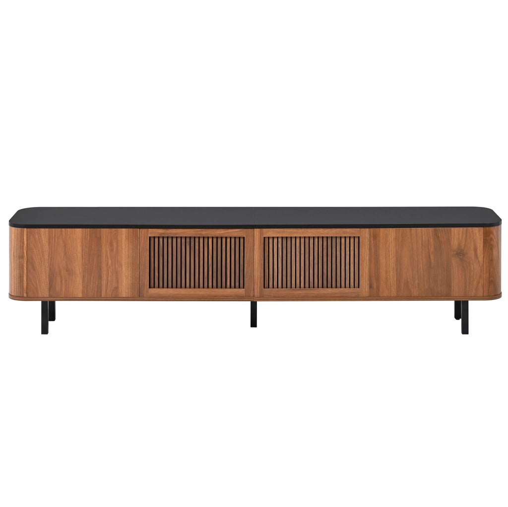 Mobile TV moderno con ante a griglia, 190 x 35 x 45 cm, colore noce
