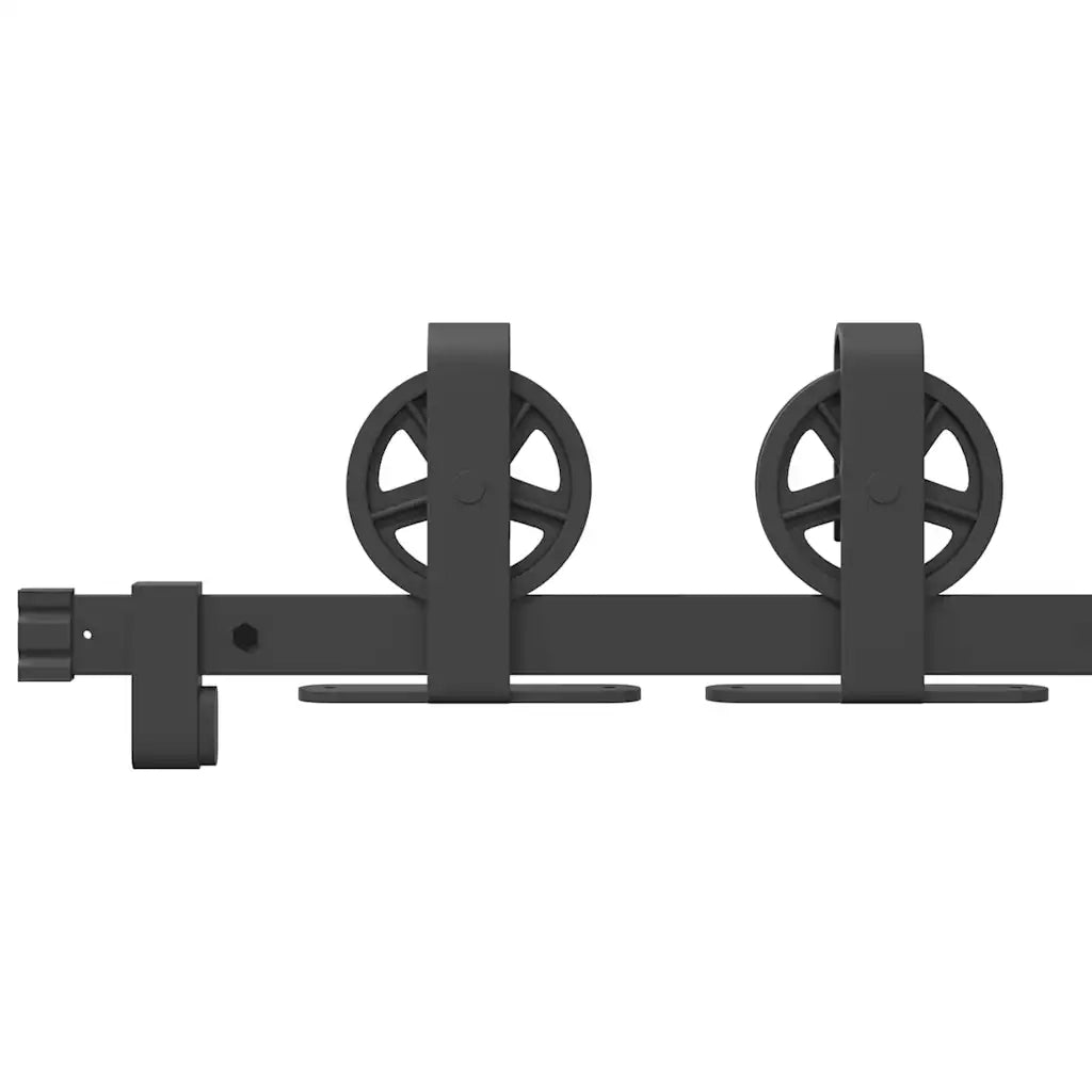 Kit di Binari per Porte Scorrevoli 200 cm Acciaio Nero 4009729
