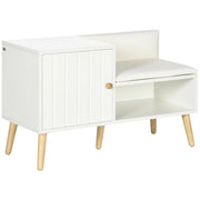 SCARPIERA DA INGRESSO CON SEDUTA IMBOTTITA E ARMADIETTO PER 4 PAIA DI SCARPE, 80X33X49CM, BIANCO