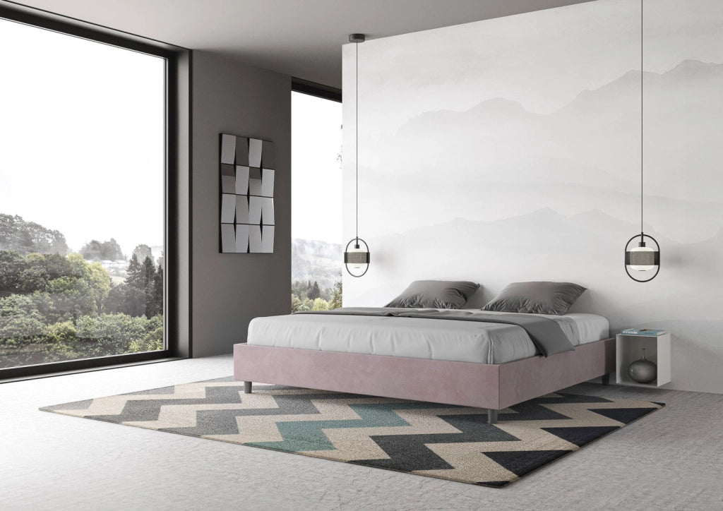 BS COM Letto contenitore imbottito 180x200 microfibra glicine