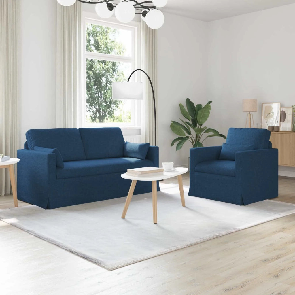 Set di divani 2 pz Blu Tessuto 3407543