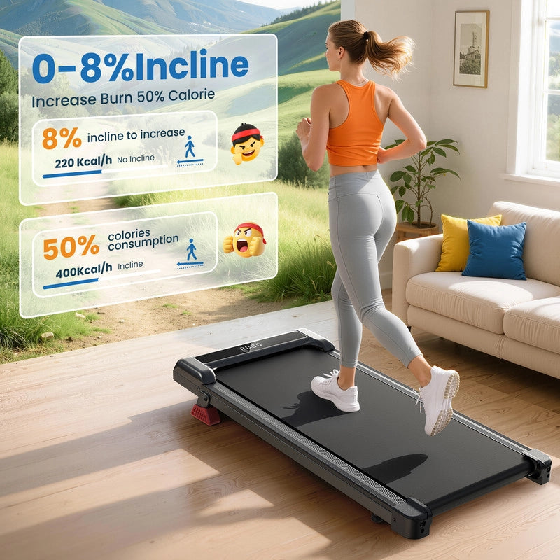 Tapis roulant elettrico con inclinazione, tappetino da passeggio 1-10 km/h con telecomando, per casa e ufficio, 3,0 HP, portata 130 kg