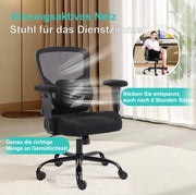 Sedia da ufficio nera ergonomica con supporto lombare regolabile e braccioli 2D