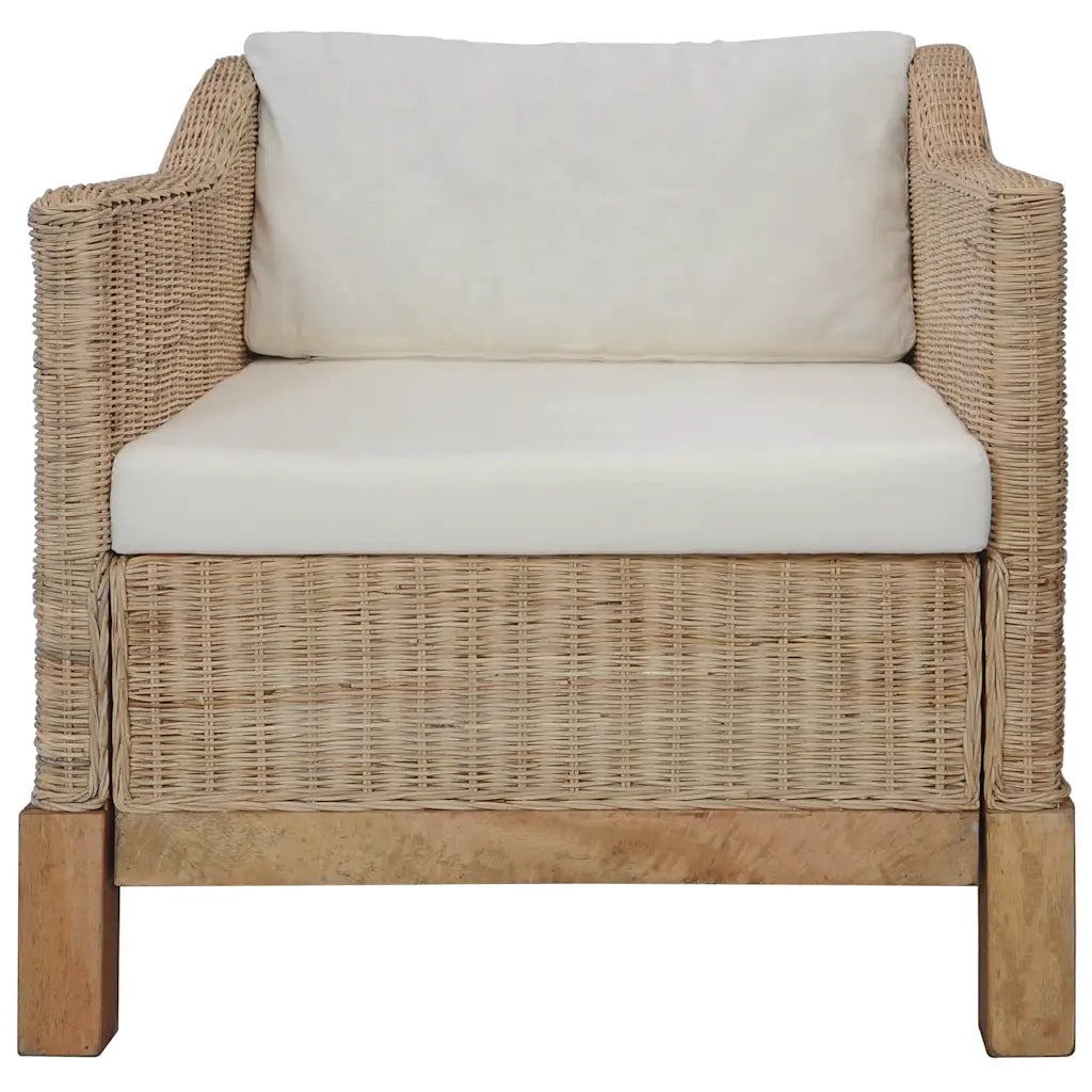 Poltrona con Cuscini in Rattan Naturale 283075