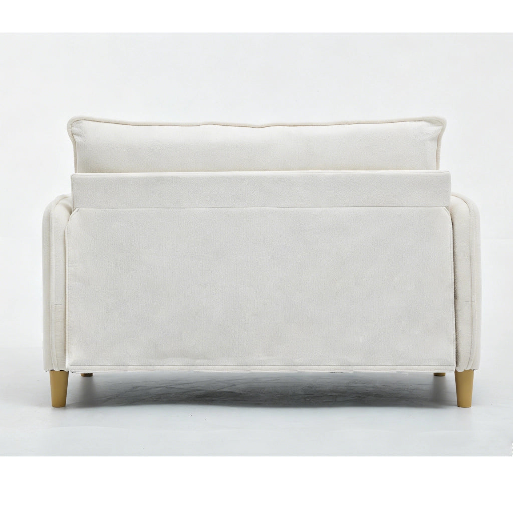 Divano 2 posti 127x75.5x83 cm con tasche laterali in tessuto chenille beige