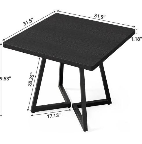 Tavolo da pranzo quadrato 80 cm in MDF e metallo; nero stile industriale