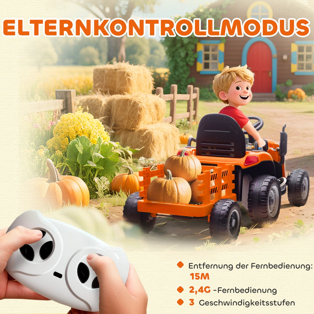 Trattore Elettrico per Bambini con Telecomando ¨C Xylo ¨C Soft Start, 3-8 Anni, Arancione