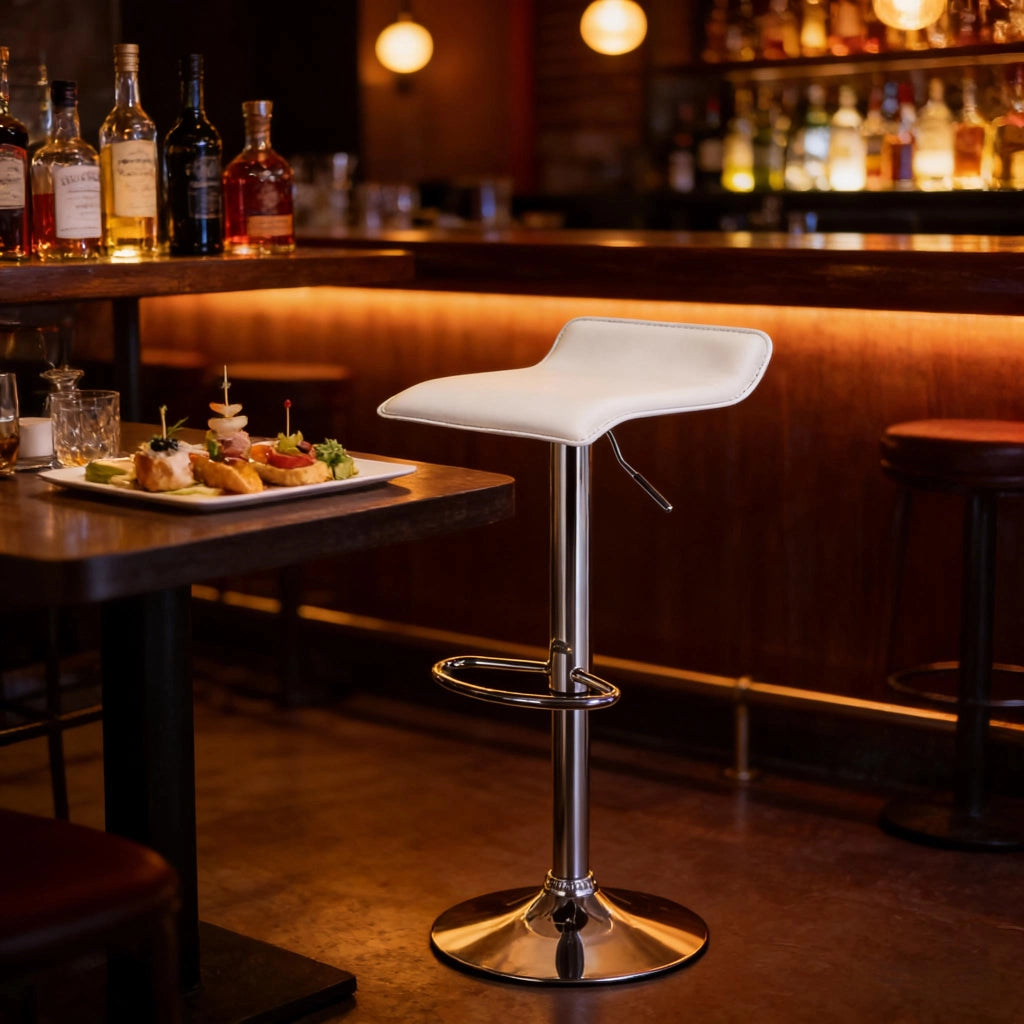 SGABELLO BAR Girevole e Regolabile in Altezza, Bianco, 62-84 cm
