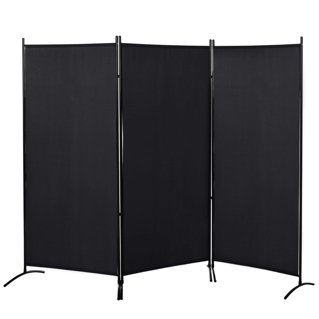 Paravento Separ¨¦ 3 Pannelli ¨C Xylo ¨C Metallo Nero 253x50x182 cm