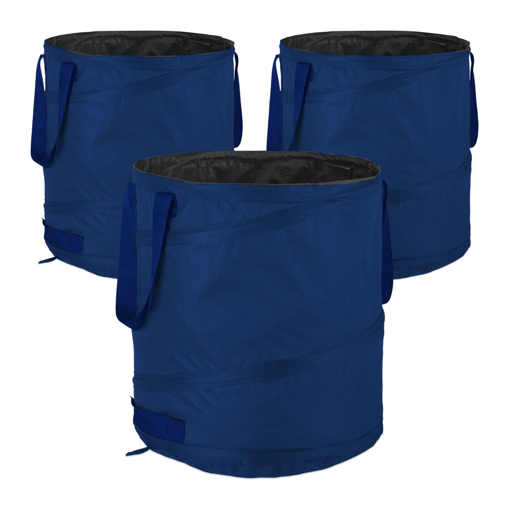 Set di 3 sacchi da giardino pop-up da 85 L pratici per rifiuti verdi giardinaggio in plastica blu 13_0011594