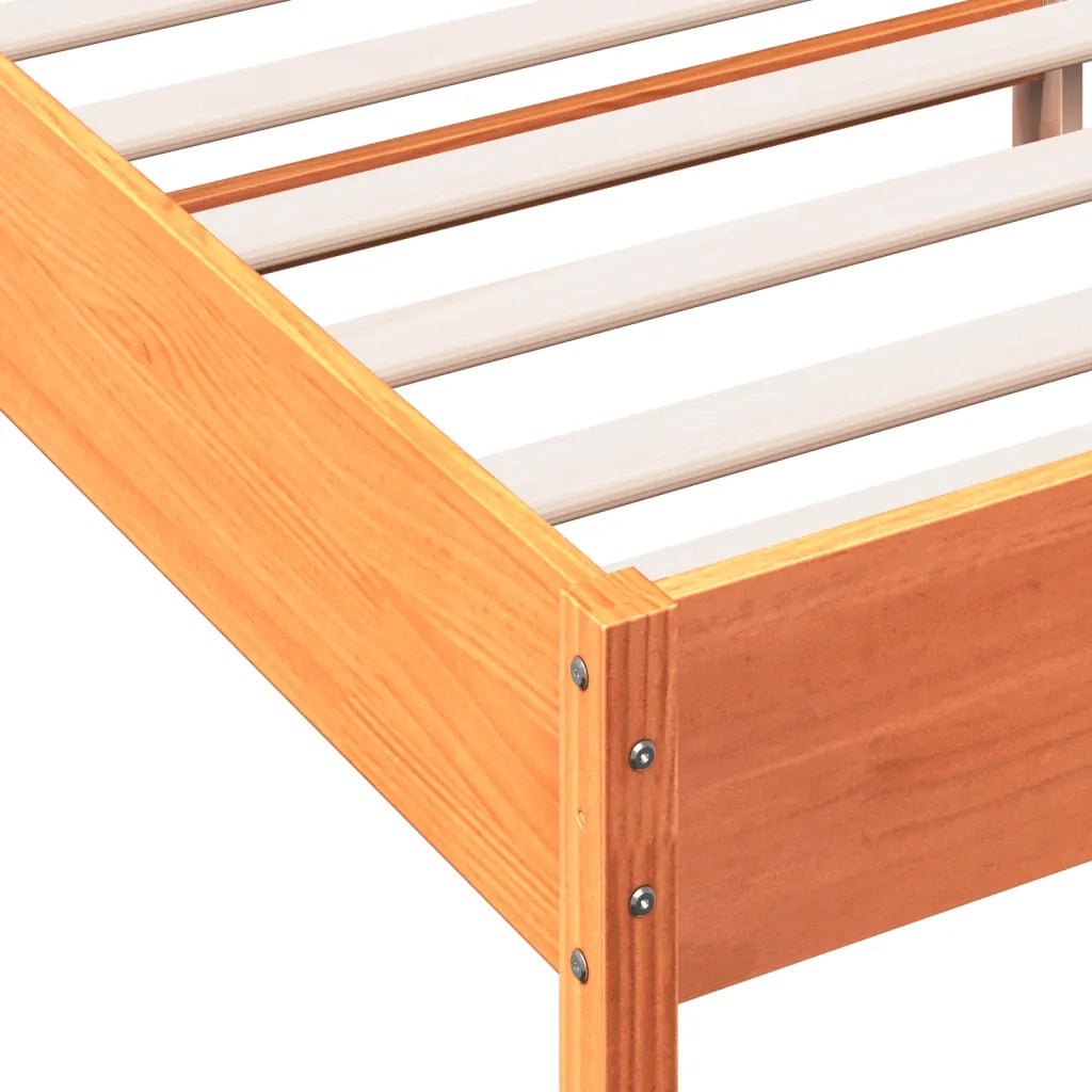 Letto senza Materasso-Struttura Letto Marrone Cera 135x190 cm in Legno di Pino 350670