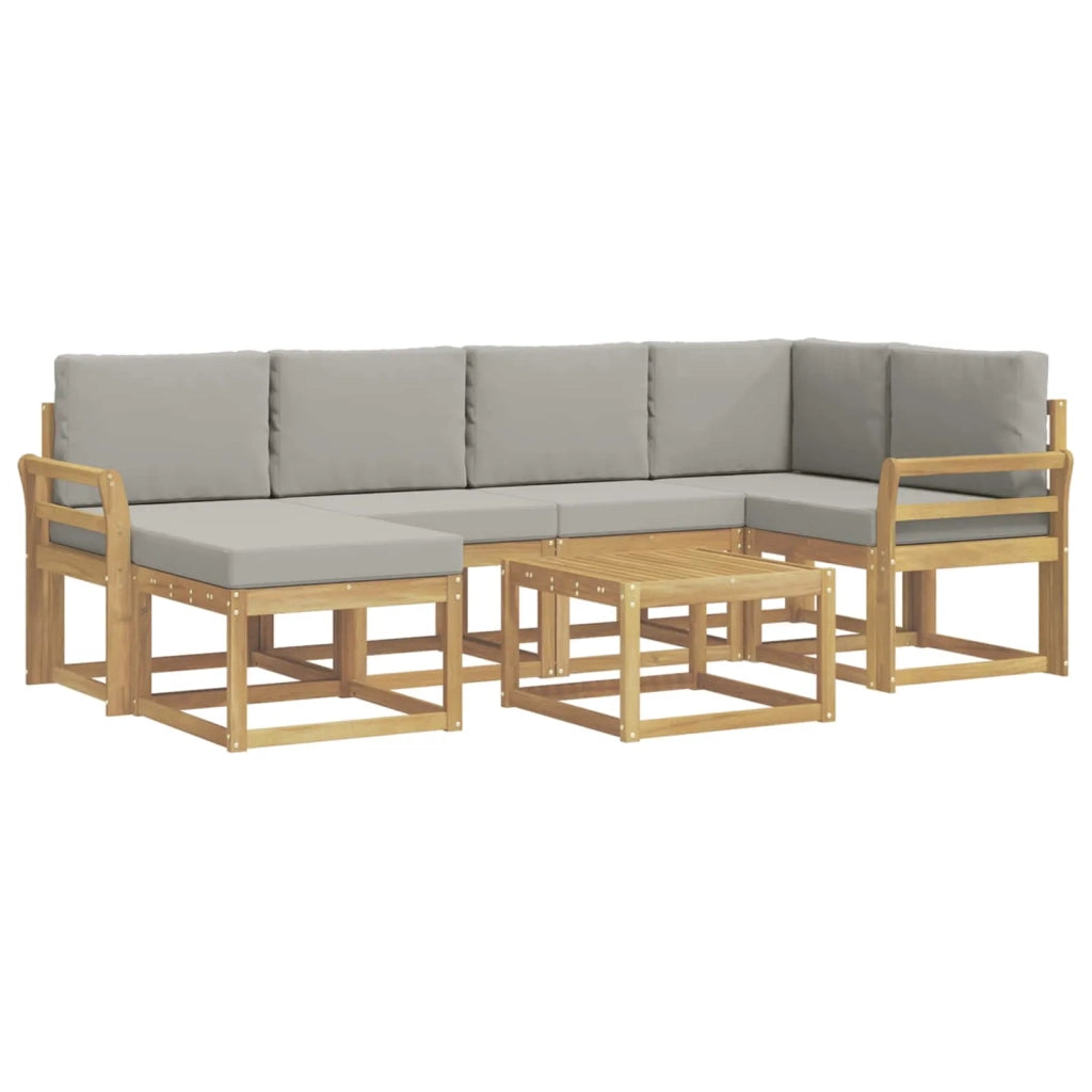 Set di divani da esterno 7 pz Bianco e Grigio Chiaro 3387910