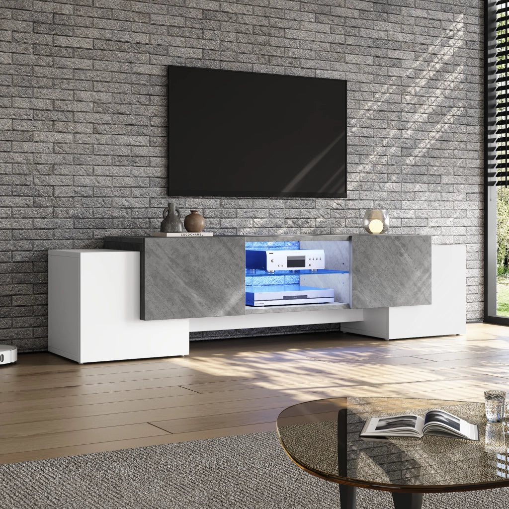 Mobile TV- bianco/grigio- LED Bluetooth- 180x40x46.5 cm- per TV 60-70"