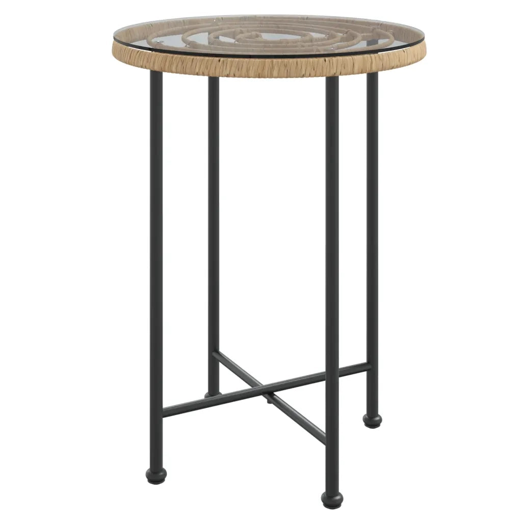 Tavolo da Pranzo Ø55 cm Vetro Temperato e Acciaio 319434
