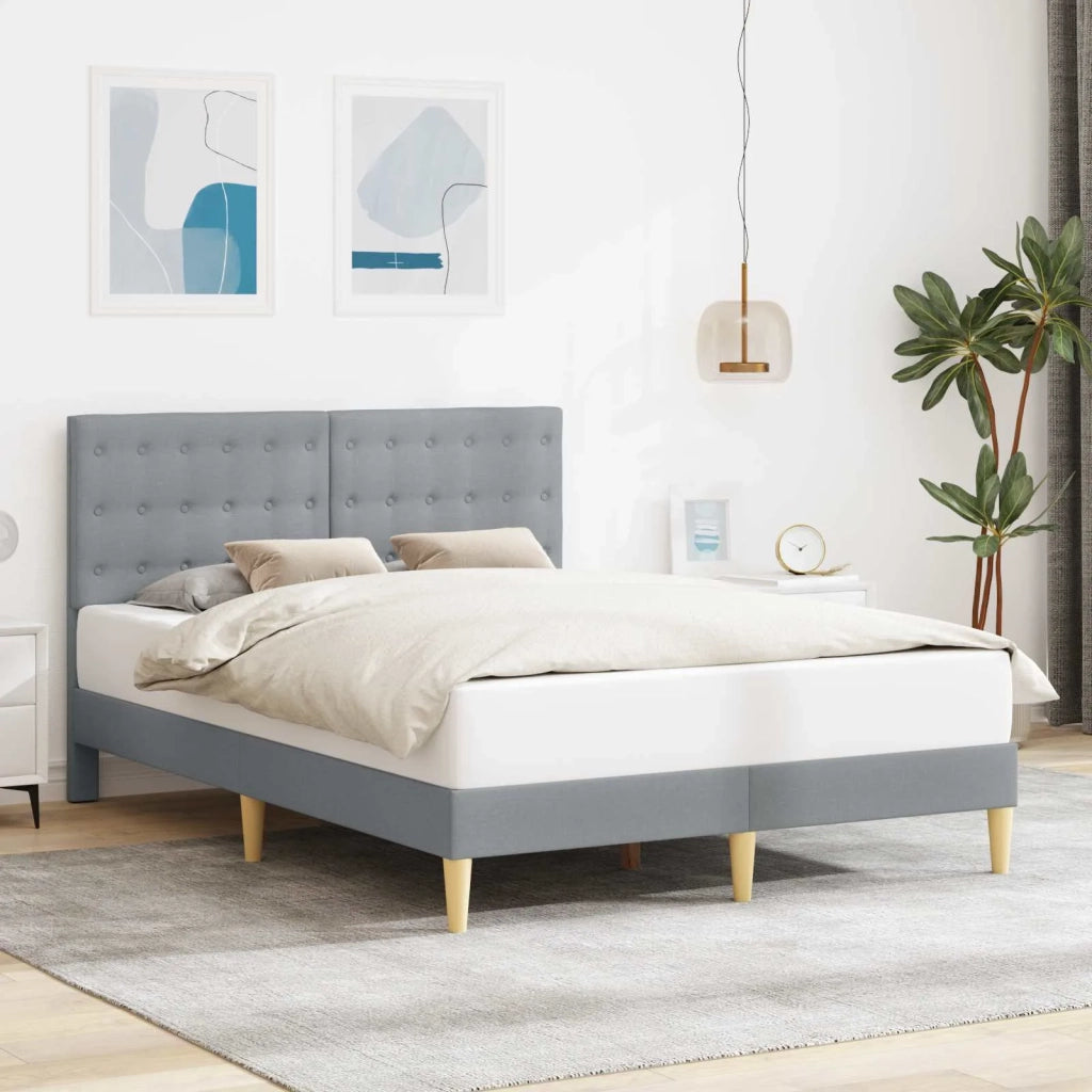 Letto matrimoniale | Letto per adulti | Struttura del letto Grigio Chiaro 140 x 190 cm Tessuto