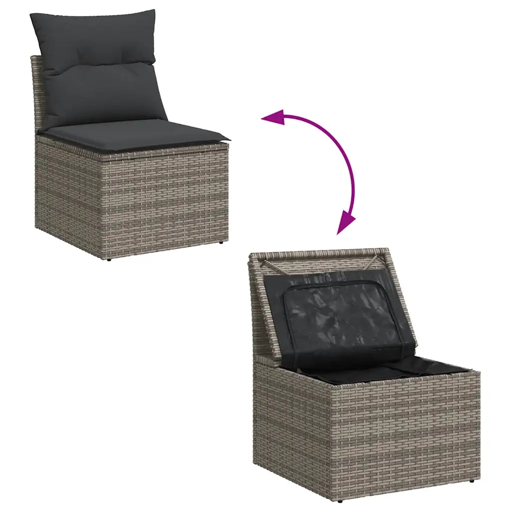 Set Divano da Giardino 5 pz | Set Salotto da Giardino con Cuscini Grigio in Polyrattan