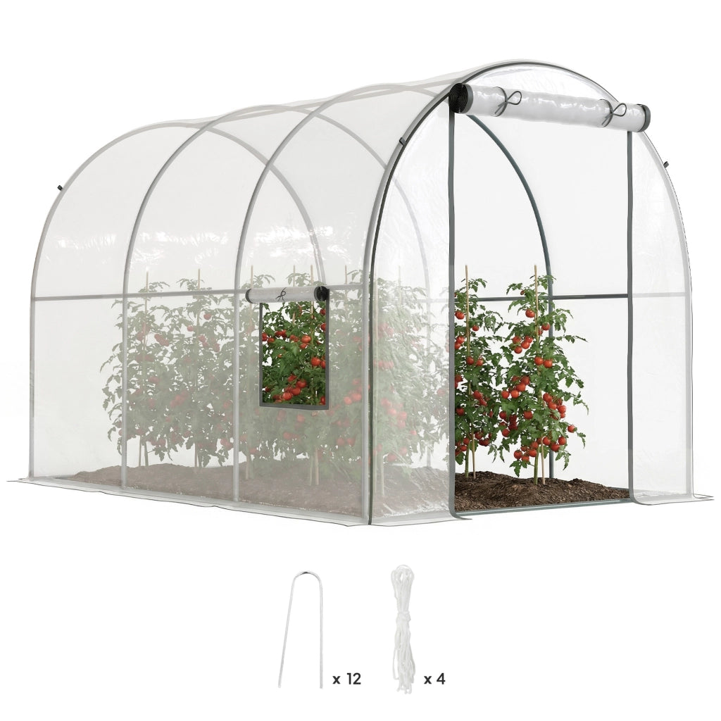 Serra da giardino tunnel 6 m2 ¨C Minimal ¨C 3x2x2 m, telaio tubolare rinforzato, porta con zip, 2 finestre a rullo