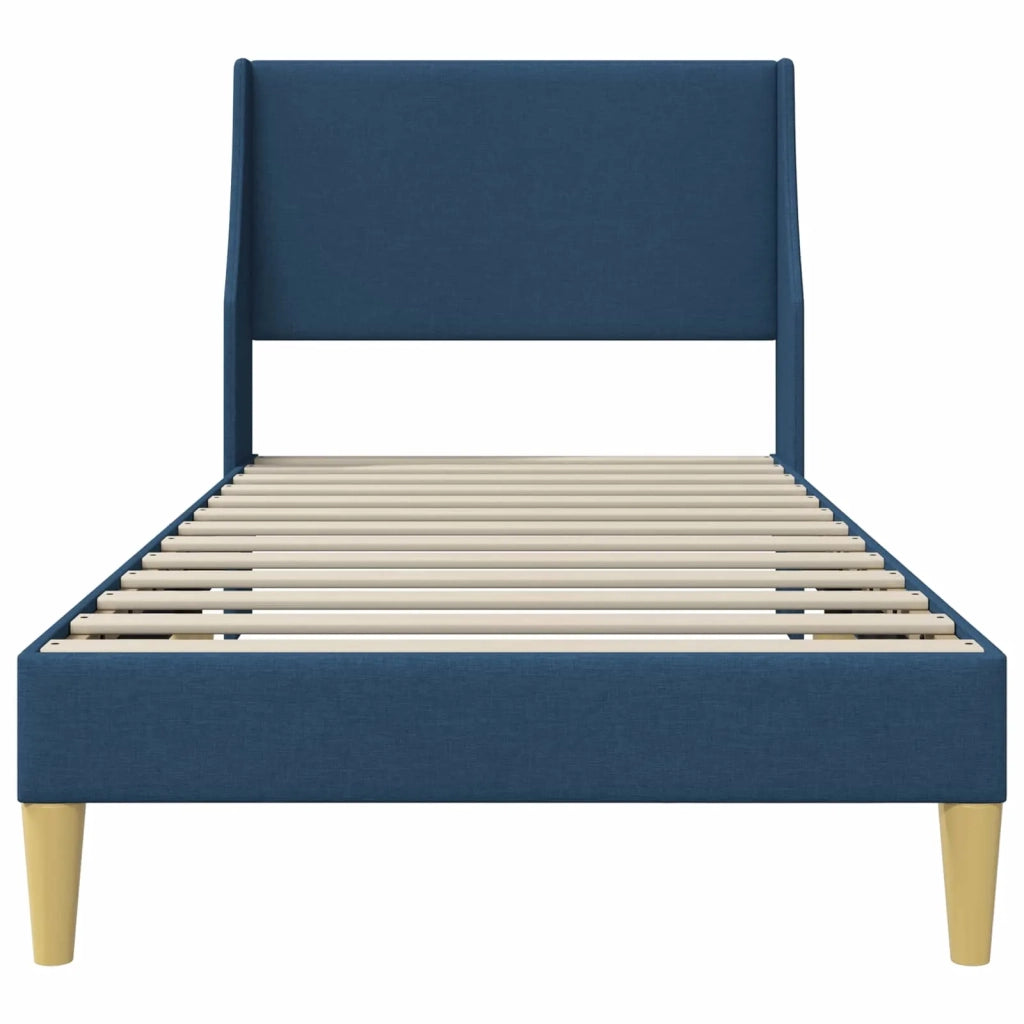 Letto singolo | Letto per adulti | Struttura del letto Tinta unita Blu 90 x 200 cm Tessuto
