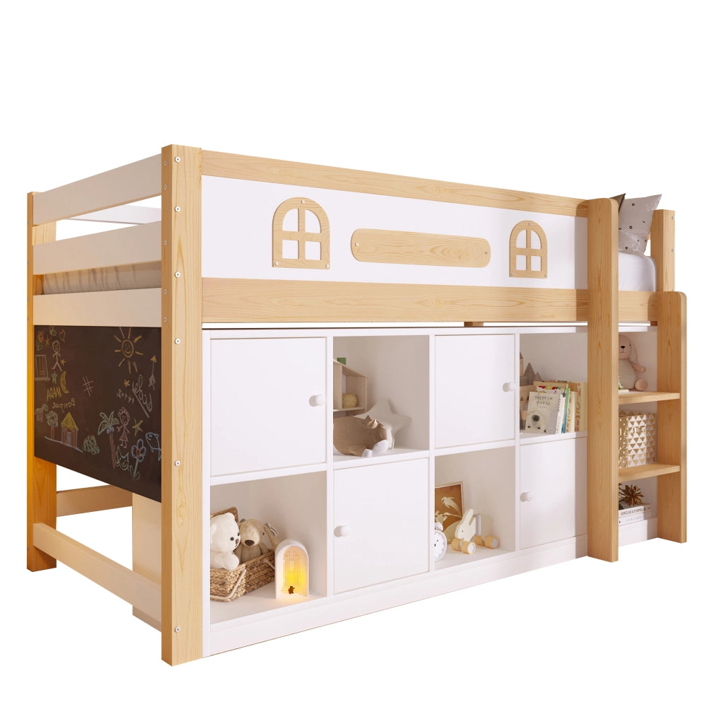 letto semialto mdf pino bianco naturale 90 x 200 cm